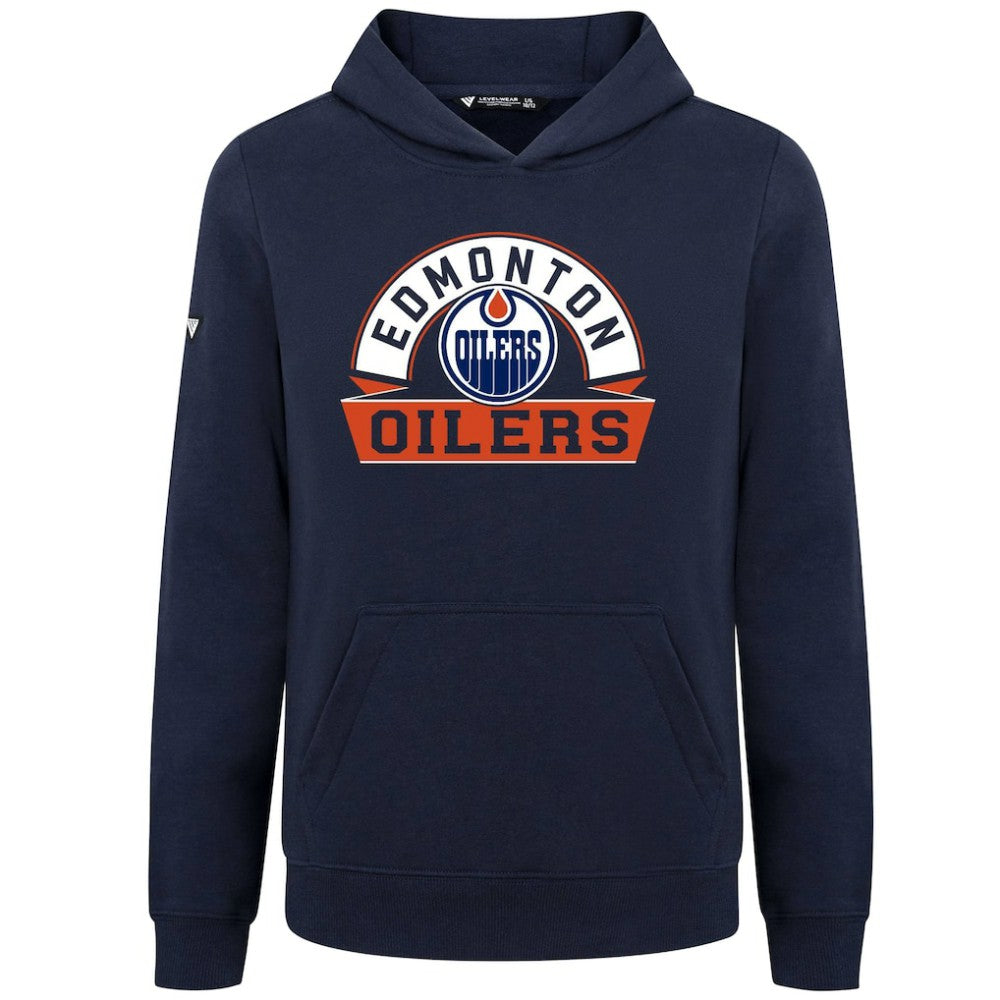 Edmonton Oilers Levelwear Youth Podium Banner Arch Pullover Hoodie Discount
