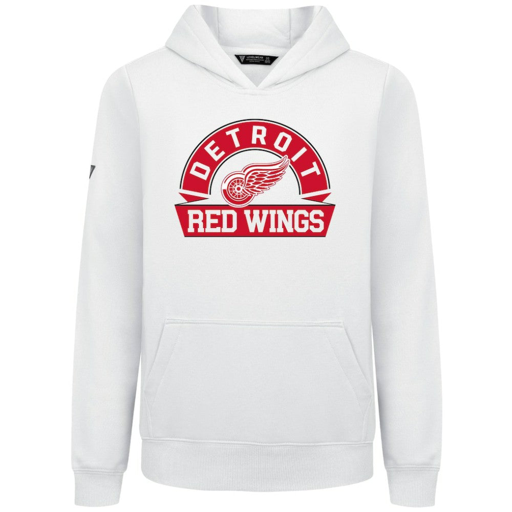 Detroit Red Wings Levelwear Youth Podium Banner Arch Pullover Hoodie Online