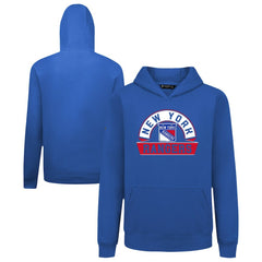 New York Rangers Levelwear Youth Podium Banner Arch Pullover Hoodie Outlet