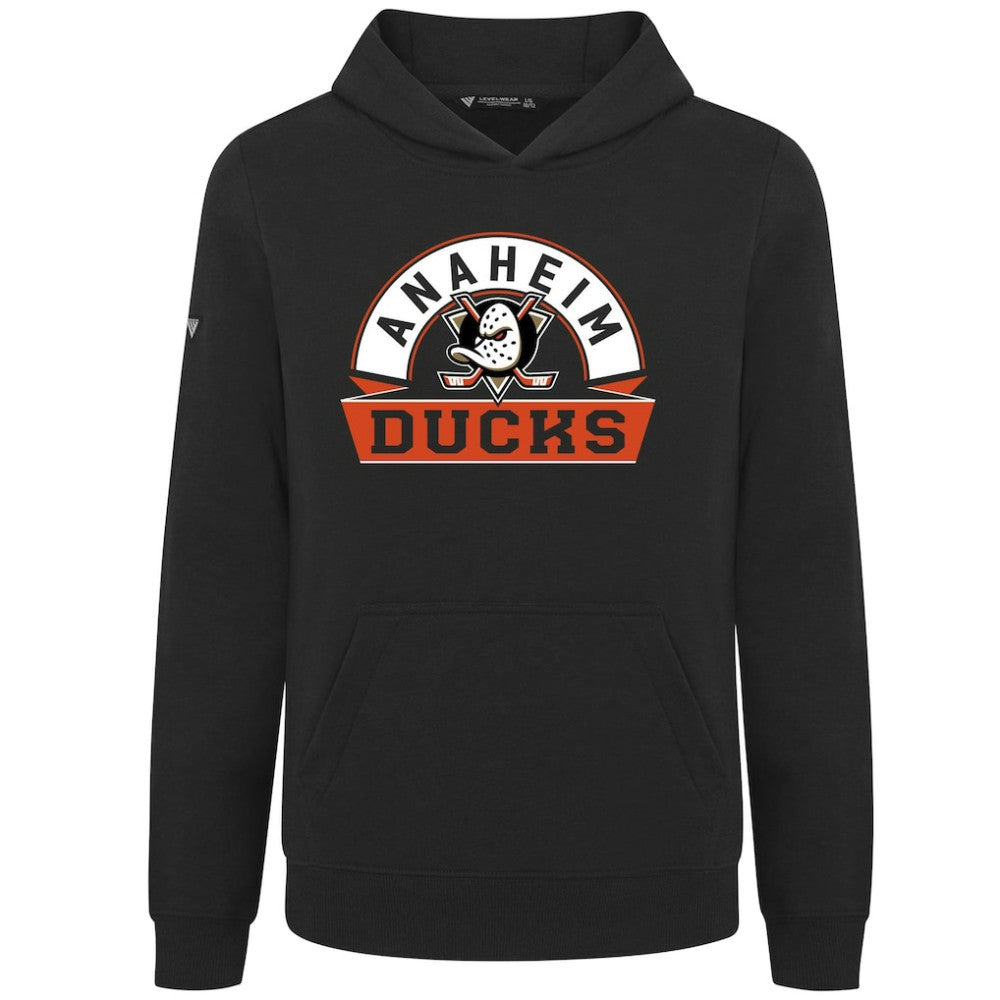 Anaheim Ducks Levelwear Youth Podium Banner Arch Pullover Hoodie On Sale