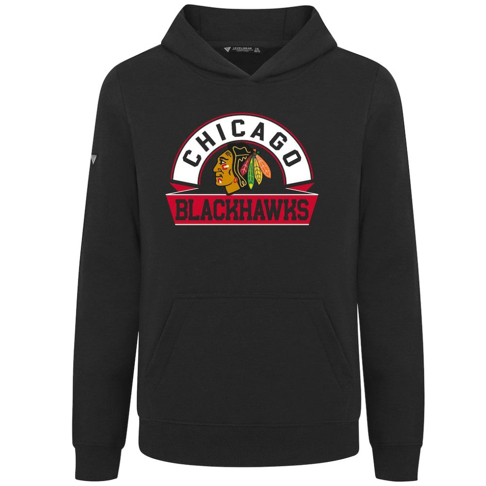 Chicago Blackhawks Levelwear Youth Podium Banner Arch Pullover Hoodie Discount