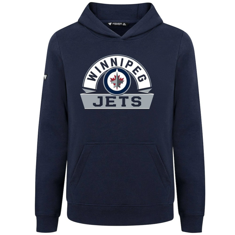 Winnipeg Jets Levelwear Youth Podium Banner Arch Pullover Hoodie On Sale