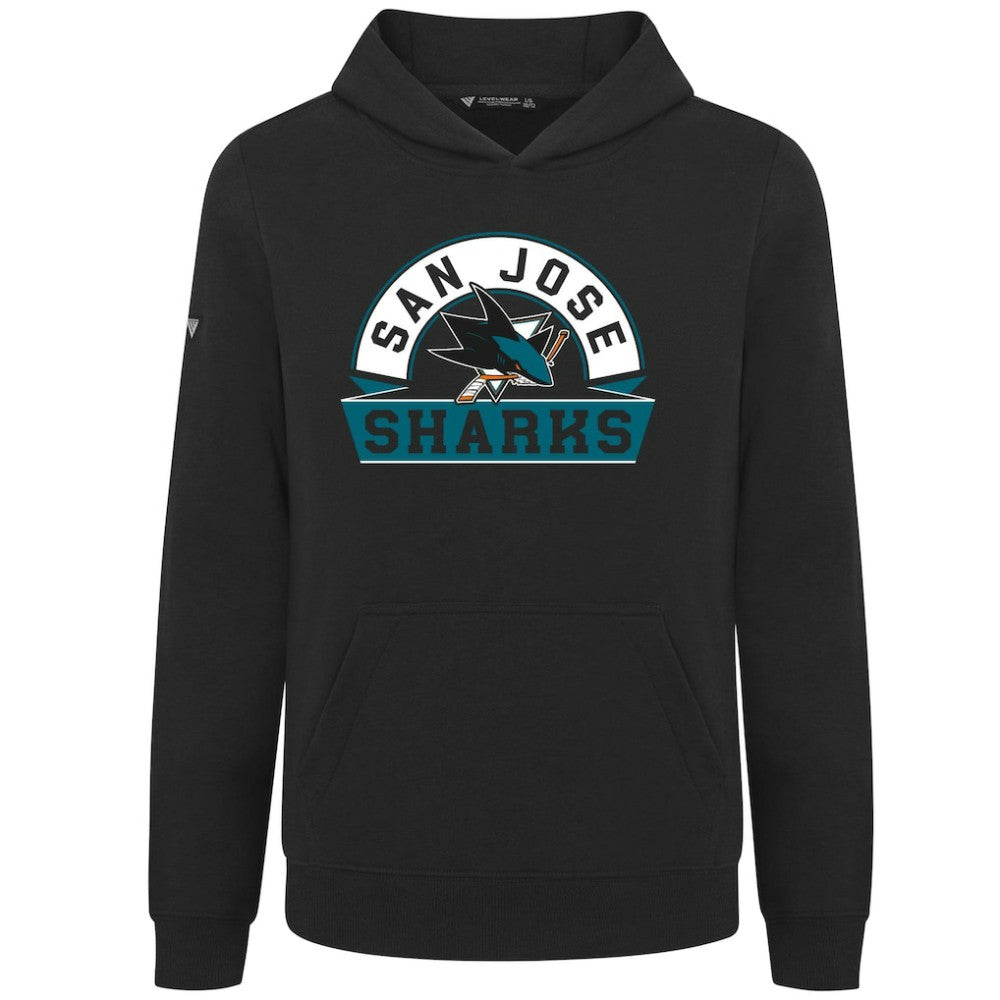 San Jose Sharks Levelwear Youth Podium Banner Arch Pullover Hoodie Sale