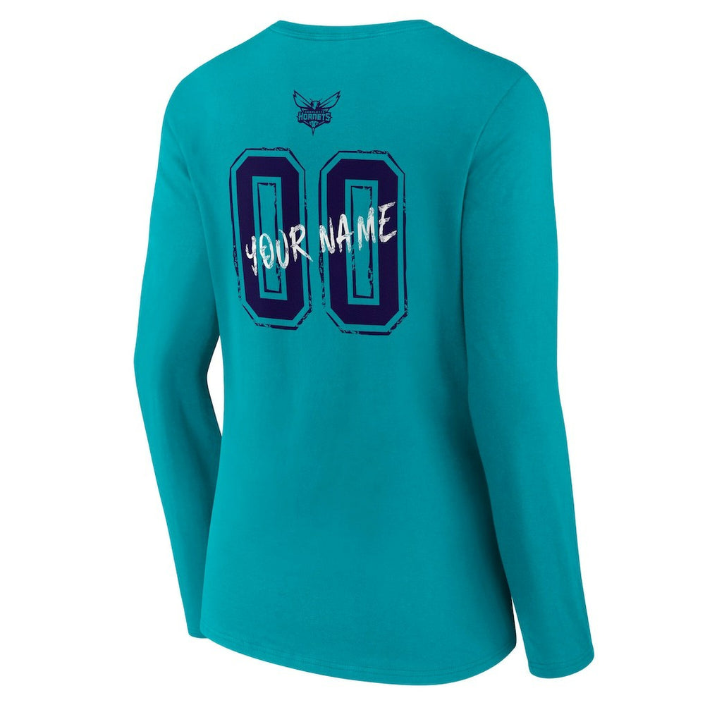 Charlotte Hornets Women's Hustle Custom Long Sleeve V-Neck T-Shirt Discount