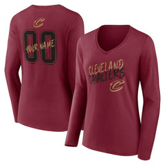 Cleveland Cavaliers Women's Hustle Custom Long Sleeve V-Neck T-Shirt sale Outlet
