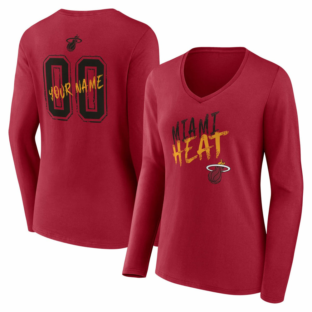 Miami Heat Women's Hustle Custom Long Sleeve V-Neck T-Shirt Online