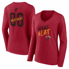 Miami Heat Women's Hustle Custom Long Sleeve V-Neck T-Shirt Online