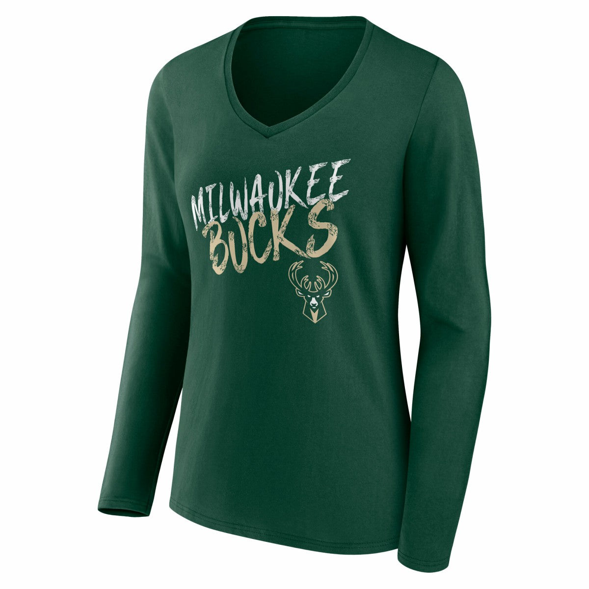 Milwaukee Bucks Women's Hustle Custom Long Sleeve V-Neck T-Shirt For Sale
