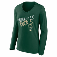 Milwaukee Bucks Women's Hustle Custom Long Sleeve V-Neck T-Shirt For Sale