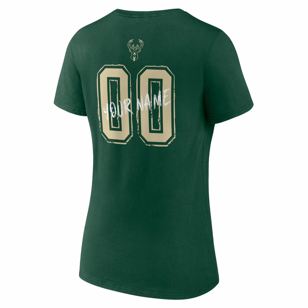 Milwaukee Bucks Women's Hustle Custom V-Neck T-Shirt On Sale