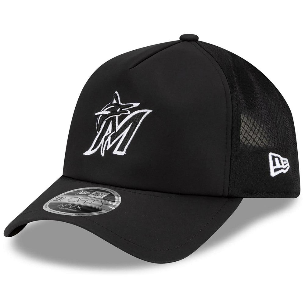 Miami Marlins New Era 2026 Batting Practice Apex 9FORTY Adjustable Trucker Hat | MLB For sale