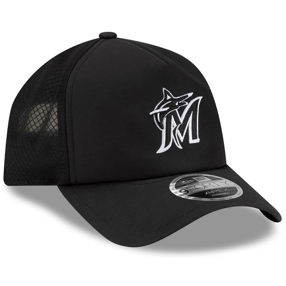 Miami Marlins New Era 2026 Batting Practice Apex 9FORTY Adjustable Trucker Hat | MLB For sale