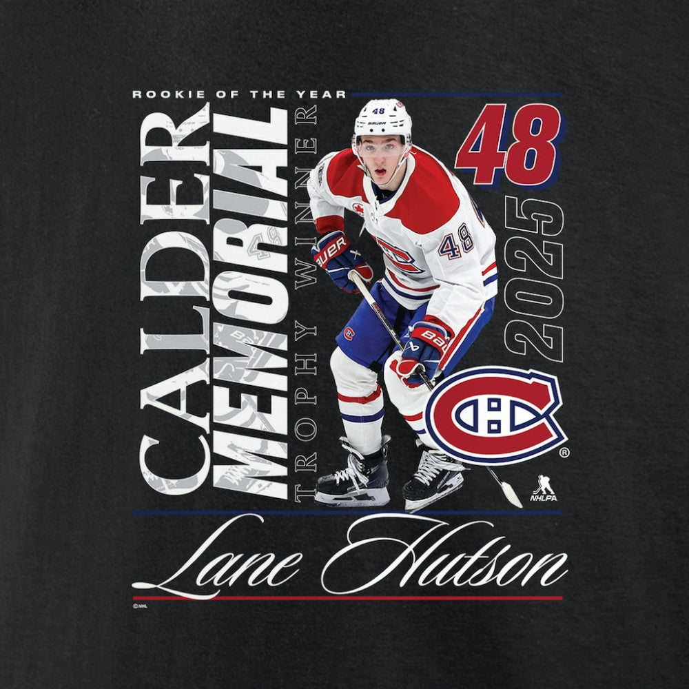 Lane Hutson Montreal Canadiens 2025 Calder Memorial Trophy Winner T-Shirt On Sale
