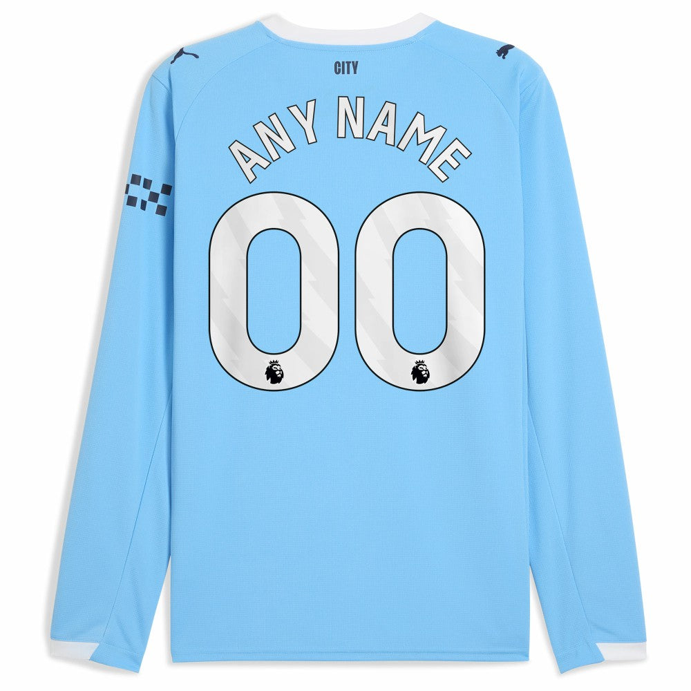 Manchester City 2025/26 Home Replica Long Sleeve Custom Jersey Sky Blue - Puma