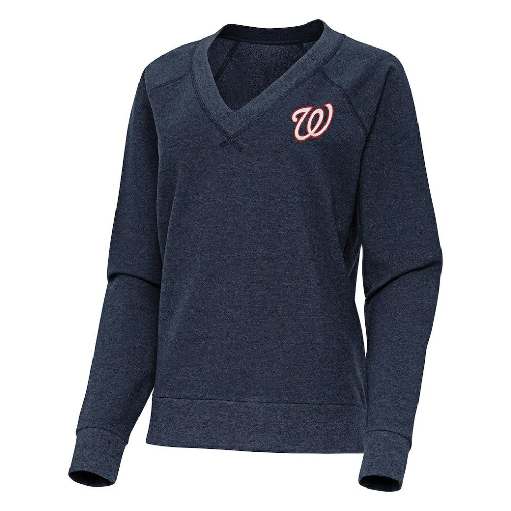 Washington Nationals Antigua Women's Varsity Tri-Blend V-Neck Long Sleeve T-Shirt | MLB New