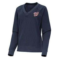 Washington Nationals Antigua Women's Varsity Tri-Blend V-Neck Long Sleeve T-Shirt | MLB New