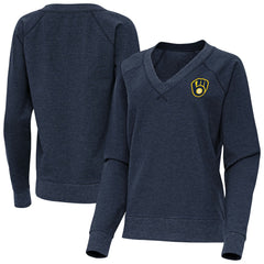 Milwaukee Brewers Antigua Women's Varsity Tri-Blend V-Neck Long Sleeve T-Shirt | MLB New