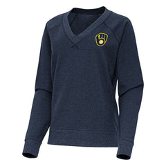 Milwaukee Brewers Antigua Women's Varsity Tri-Blend V-Neck Long Sleeve T-Shirt | MLB New