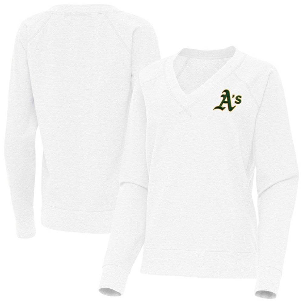 Athletics Antigua Women's Varsity Tri-Blend V-Neck Long Sleeve T-Shirt | MLB US