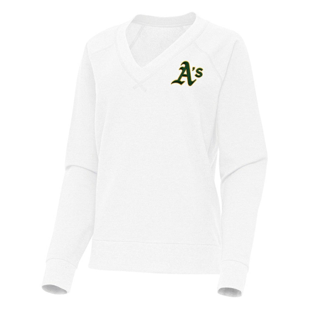 Athletics Antigua Women's Varsity Tri-Blend V-Neck Long Sleeve T-Shirt | MLB US