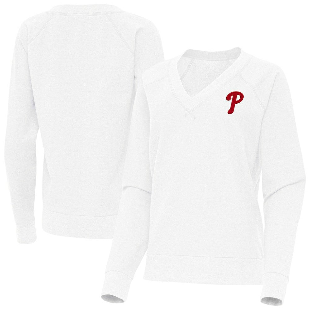 Philadelphia Phillies Antigua Women's Varsity Tri-Blend V-Neck Long Sleeve T-Shirt | MLB Shop
