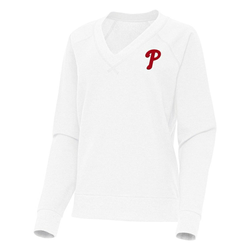 Philadelphia Phillies Antigua Women's Varsity Tri-Blend V-Neck Long Sleeve T-Shirt | MLB Shop