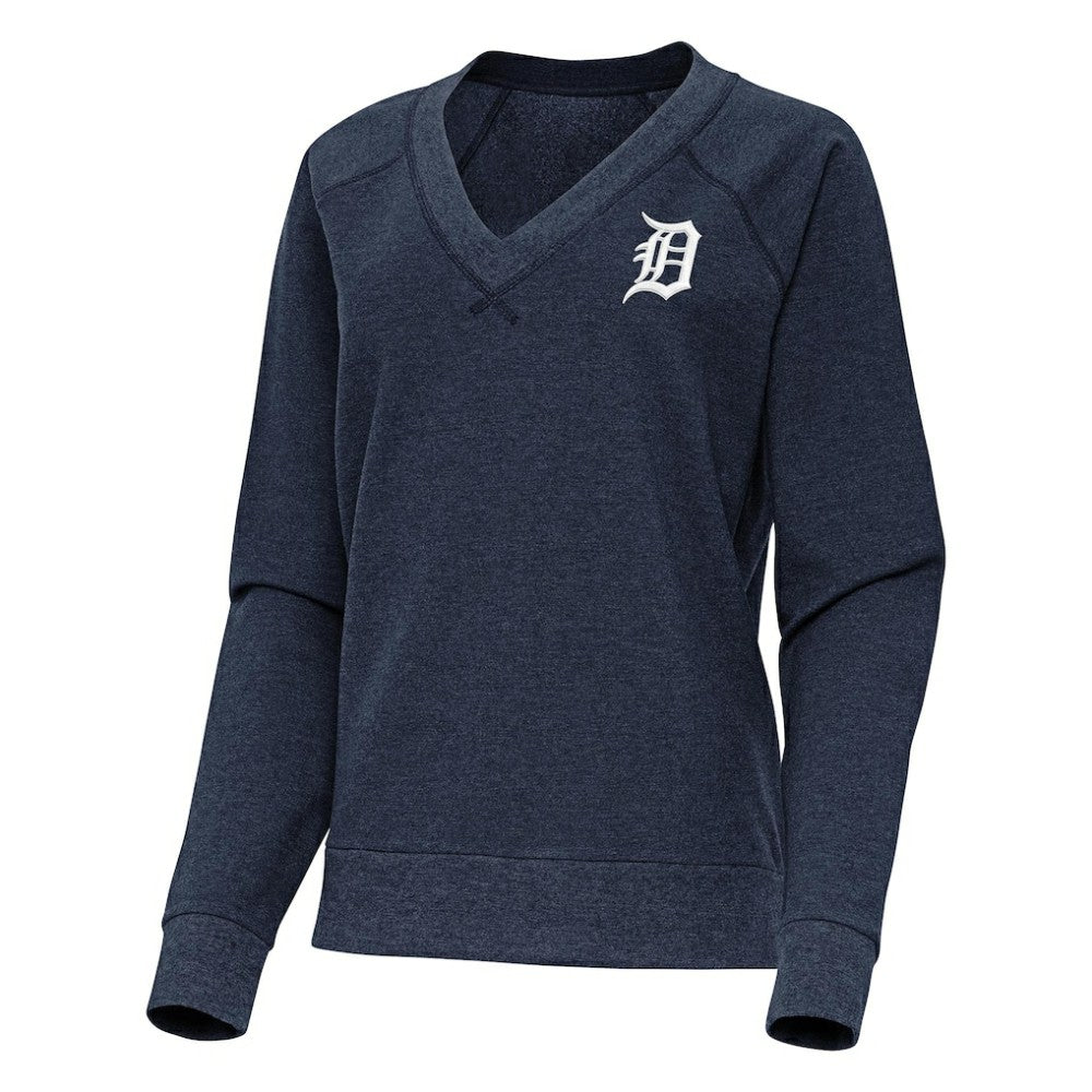 Detroit Tigers Antigua Women's Varsity Tri-Blend V-Neck Long Sleeve T-Shirt | MLB Discount