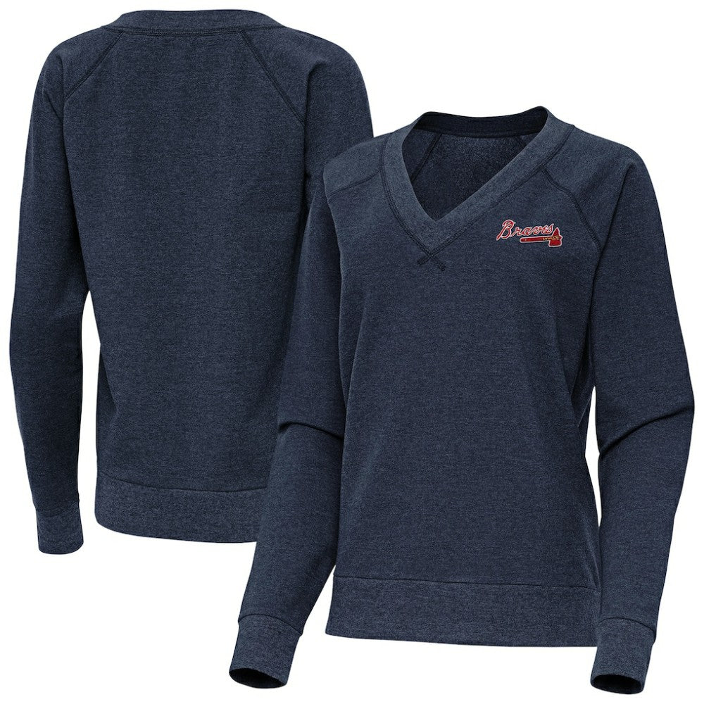 Atlanta Braves Antigua Women's Varsity Tri-Blend V-Neck Long Sleeve T-Shirt | MLB New