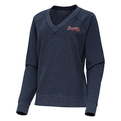 Atlanta Braves Antigua Women's Varsity Tri-Blend V-Neck Long Sleeve T-Shirt | MLB New