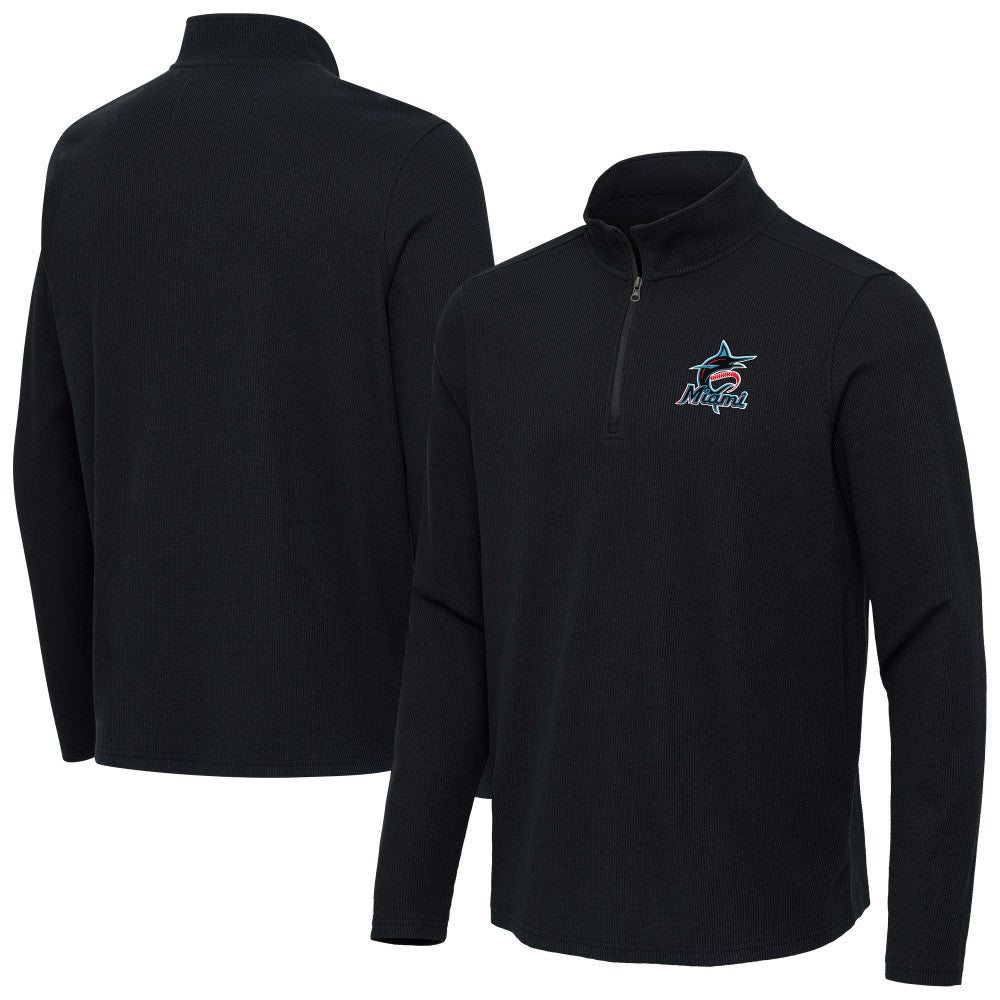 Miami Marlins Antigua Sync Tri-Blend Quarter-Zip Pullover | MLB Shop