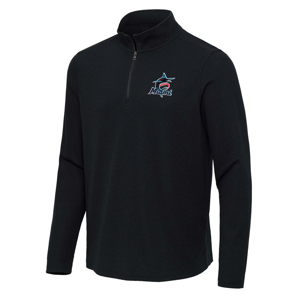 Miami Marlins Antigua Sync Tri-Blend Quarter-Zip Pullover | MLB Shop
