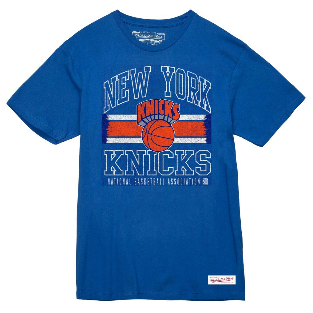 New York Knicks Striped Logo Lockup Premium T-Shirt For Sale