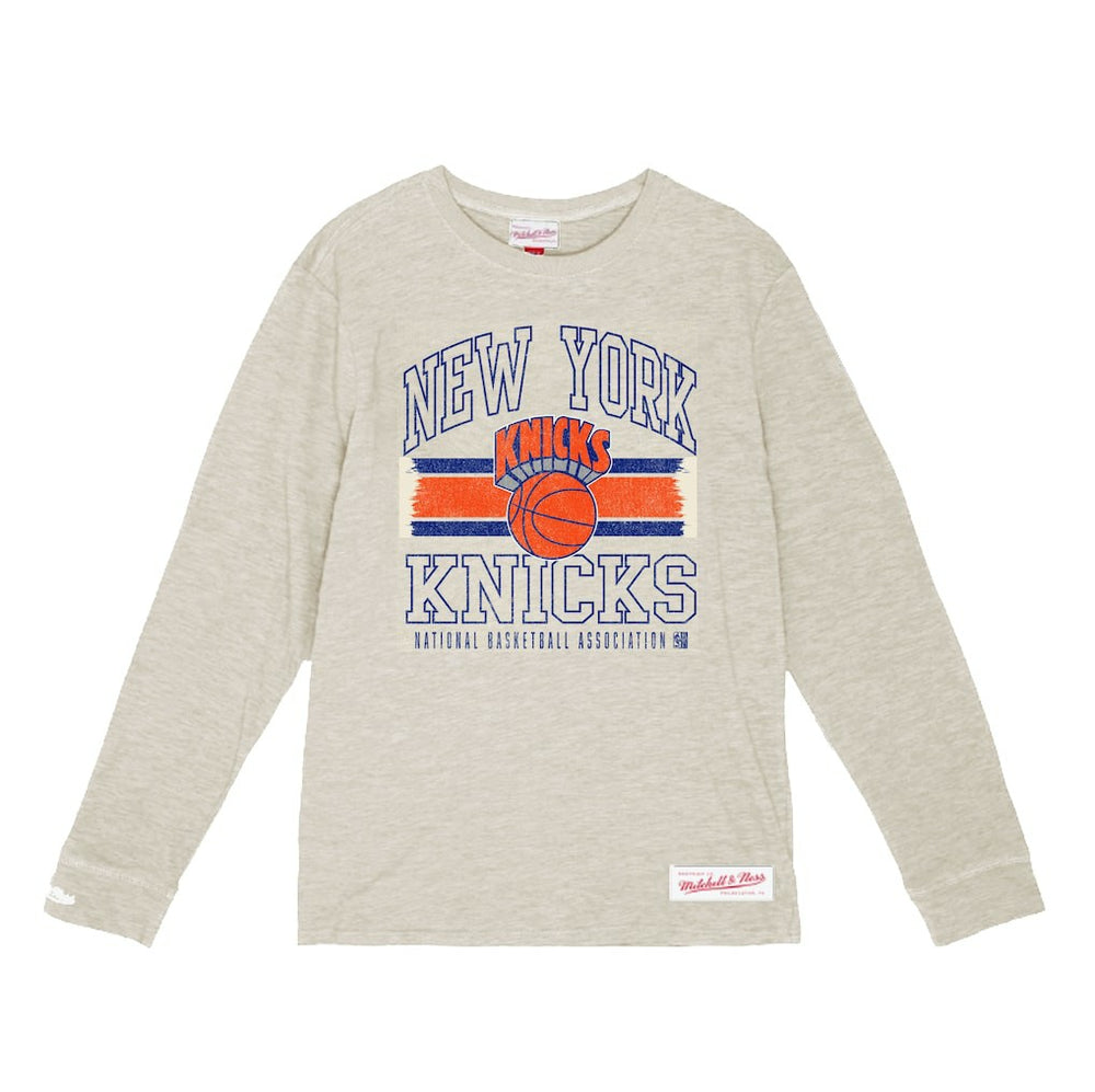 New York Knicks Striped Logo Lockup Premium T-Shirt Discount