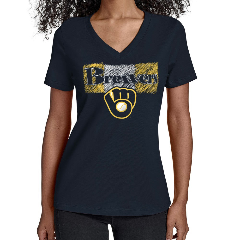 Milwaukee Brewers Starter Women's Team Color Shading V-Neck T-Shirt | MLB Outlet