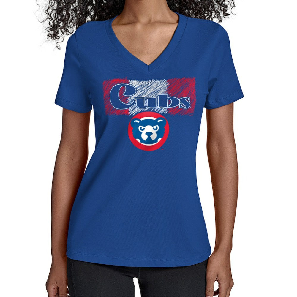 Chicago Cubs Starter Women's Team Color Shading V-Neck T-Shirt | MLB Shop
