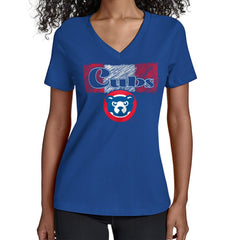 Chicago Cubs Starter Women's Team Color Shading V-Neck T-Shirt | MLB Shop