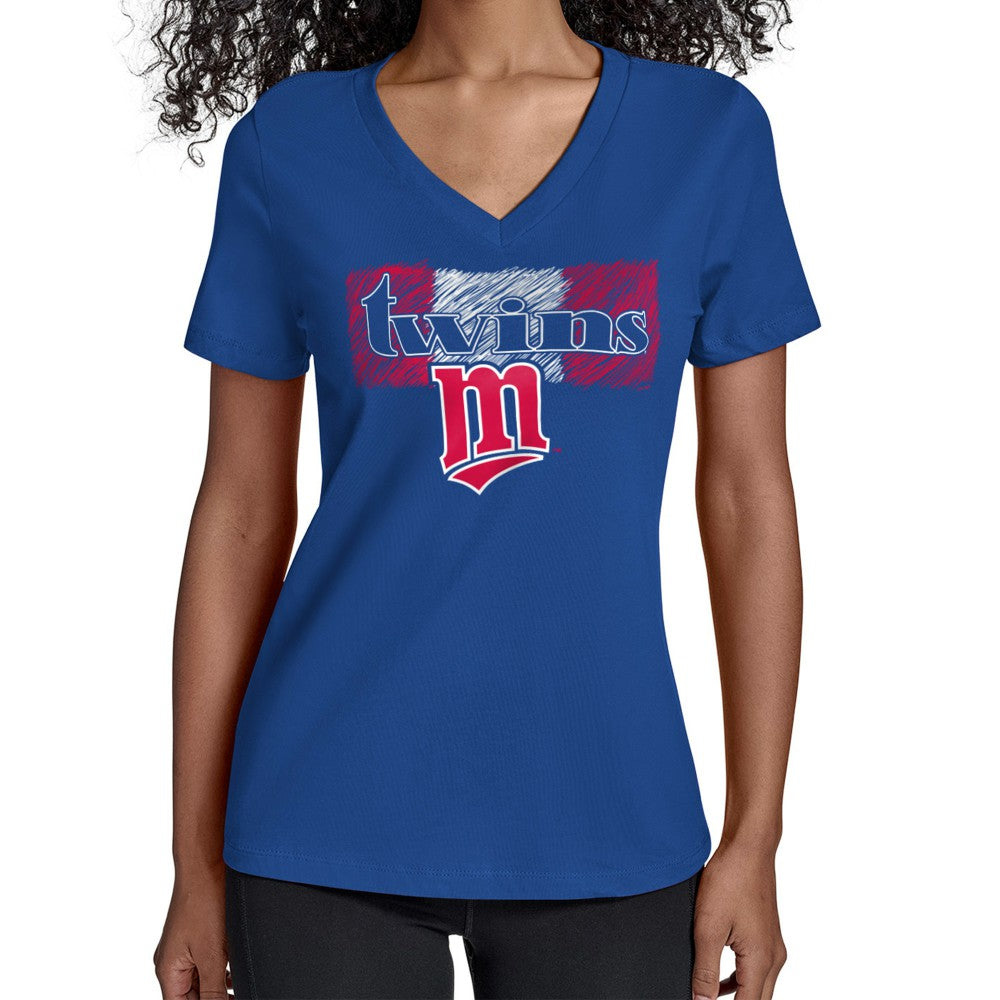 Minnesota Twins Starter Women's Team Color Shading V-Neck T-Shirt | MLB New