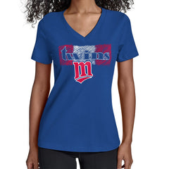 Minnesota Twins Starter Women's Team Color Shading V-Neck T-Shirt | MLB New