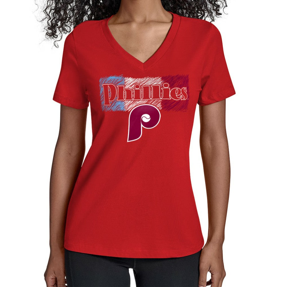 Philadelphia Phillies Starter Women's Team Color Shading V-Neck T-Shirt | MLB Discount