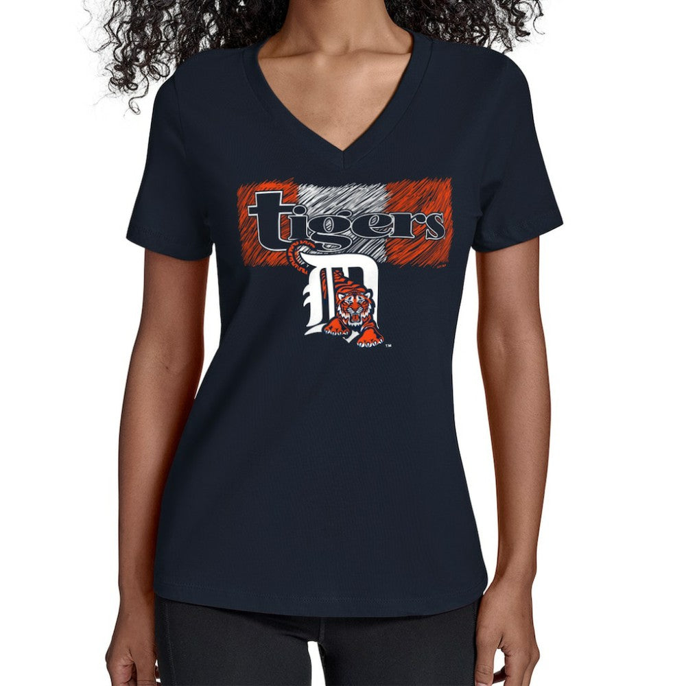 Detroit Tigers Starter Women's Team Color Shading V-Neck T-Shirt | MLB US