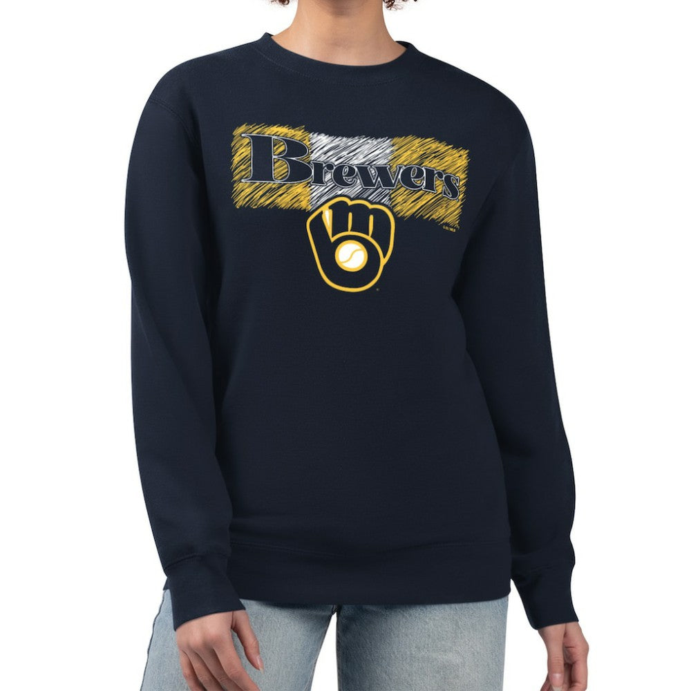 Milwaukee Brewers Starter Women's Team Color Shading Fleece Pullover Sweatshirt | MLB New