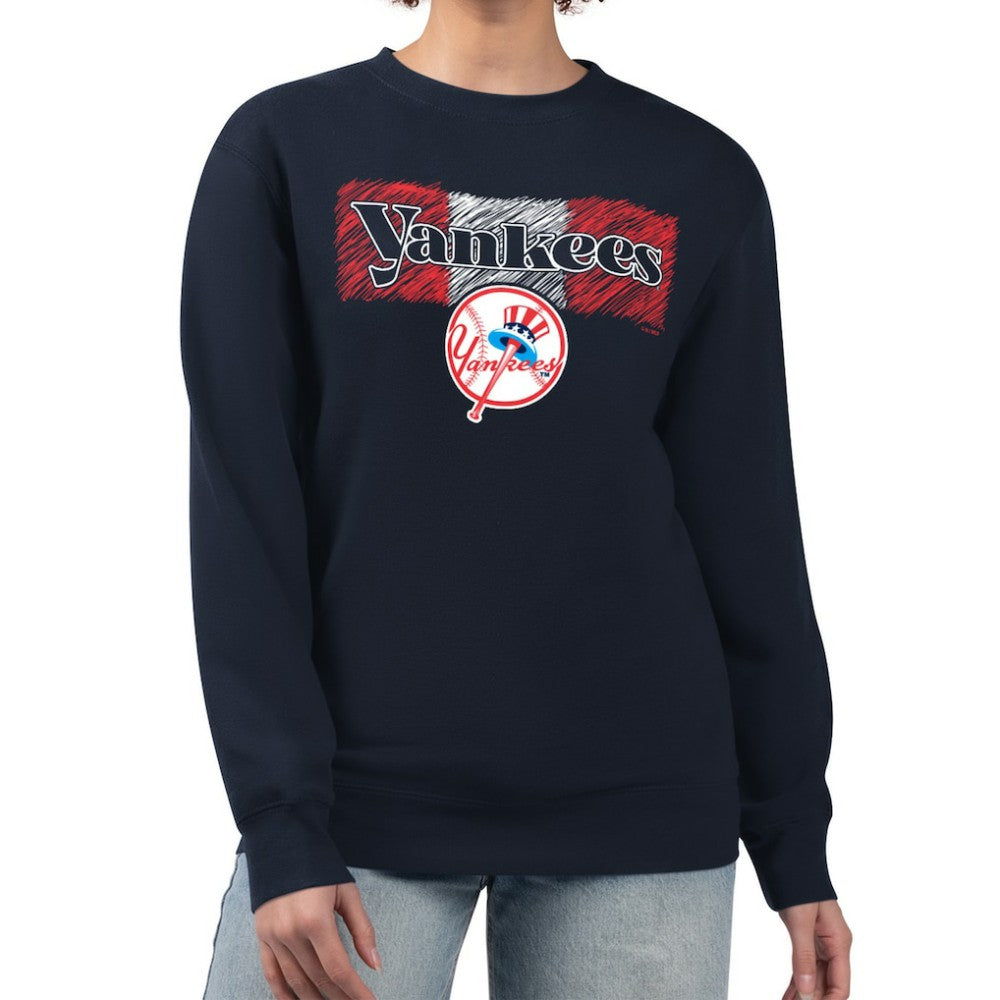 New York Yankees Starter Women's Team Color Shading Fleece Pullover Sweatshirt | MLB Discount