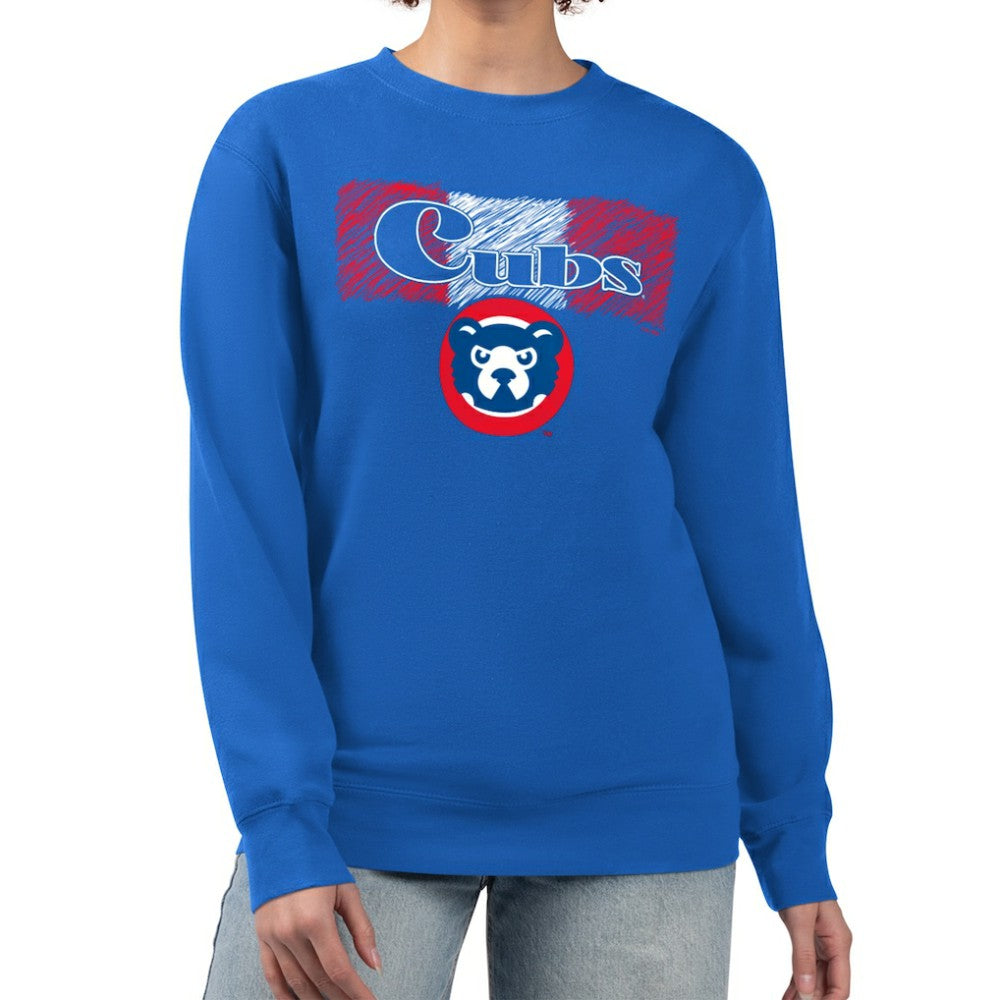 Chicago Cubs Starter Women's Team Color Shading Fleece Pullover Sweatshirt | MLB Discount