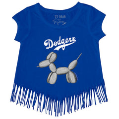 Los Angeles Dodgers Tiny Turnip Girls Youth Balloon Dog Fringe T-Shirt | MLB Shop