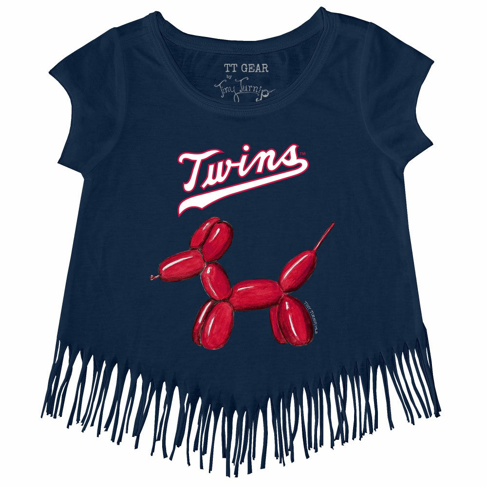 Minnesota Twins Tiny Turnip Girls Youth Balloon Dog Fringe T-Shirt | MLB Discount