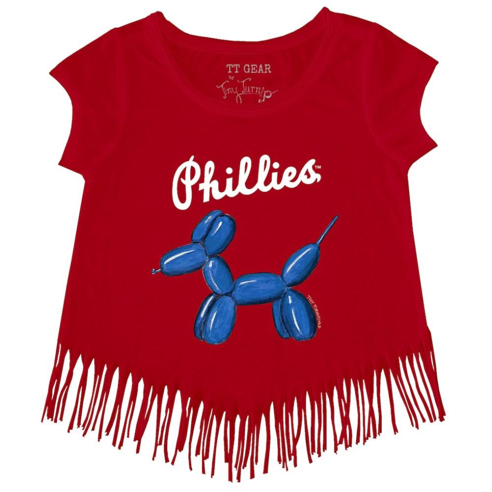 Philadelphia Phillies Tiny Turnip Girls Youth Balloon Dog Fringe T-Shirt | MLB Discount