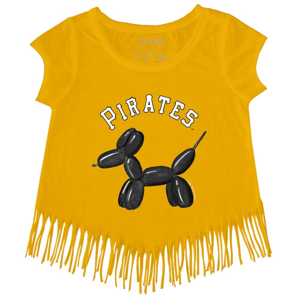 Pittsburgh Pirates Tiny Turnip Girls Youth Balloon Dog Fringe T-Shirt | MLB US