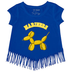 Seattle Mariners Tiny Turnip Girls Youth Balloon Dog Fringe T-Shirt | MLB On Sale