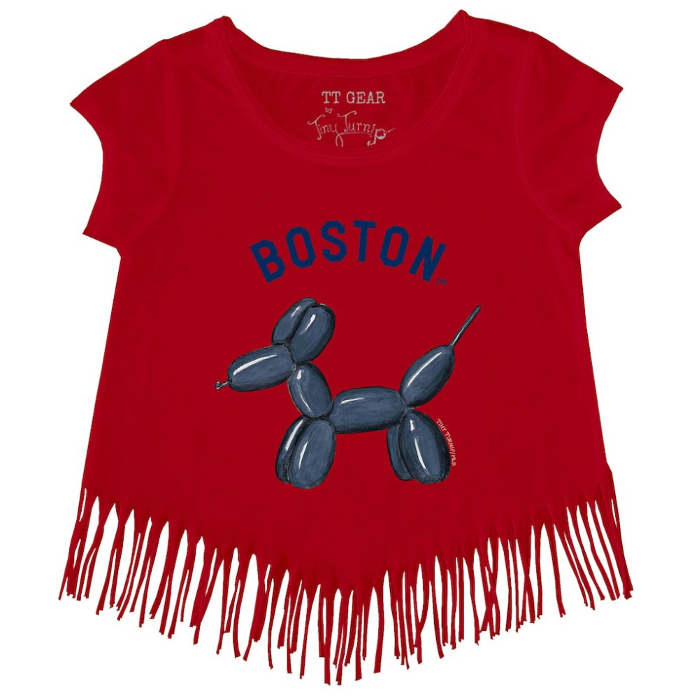Boston Red Sox Tiny Turnip Girls Youth Balloon Dog Fringe T-Shirt | MLB Discount