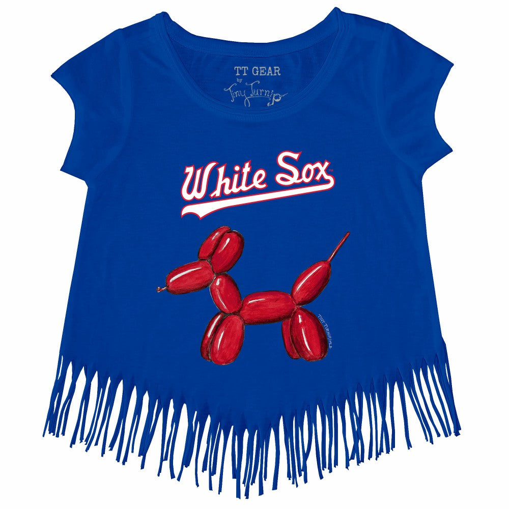 Chicago White Sox Tiny Turnip Girls Youth Balloon Dog Fringe T-Shirt | MLB New